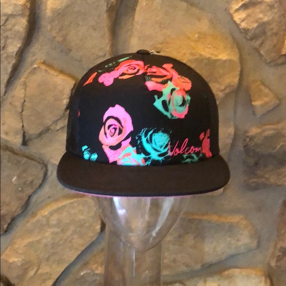 New Volcom Floral Rose Trucker Hat Cap 